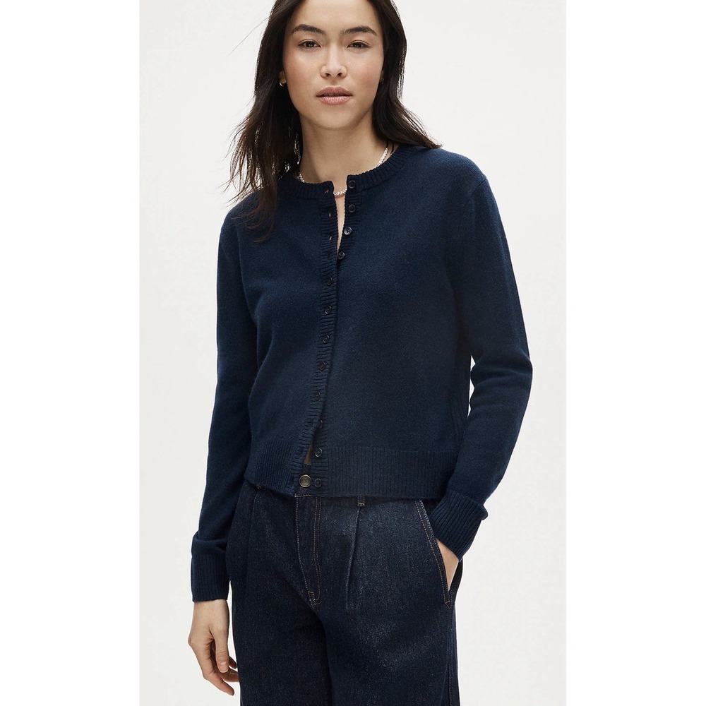 J CREW LARGE Perfect cashmere cardigan In Navy CP465